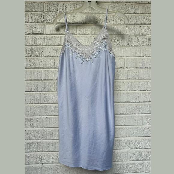 Linea Donatella Pastel Blue Silky Slip Dress - Picture 1 of 3